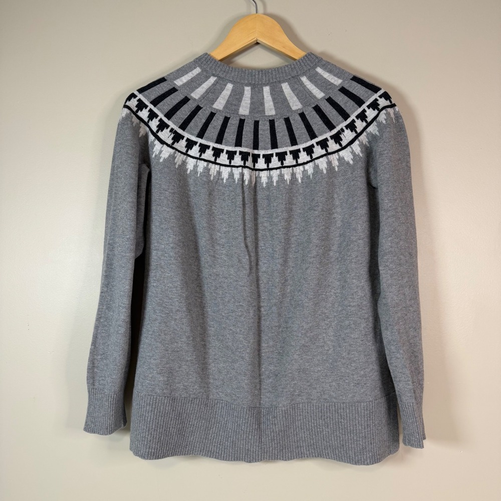 Eddie Bauer Women Medium Gray and Black Ski Cascadia Crewneck Sweater Fair Isle - Picture 4 of 10